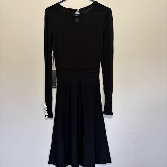 Nicole Miller Black Sheath Dress with Cuffed Long Sleeves - Picture 6 of 8